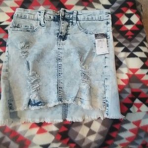 Light denim mini skirt